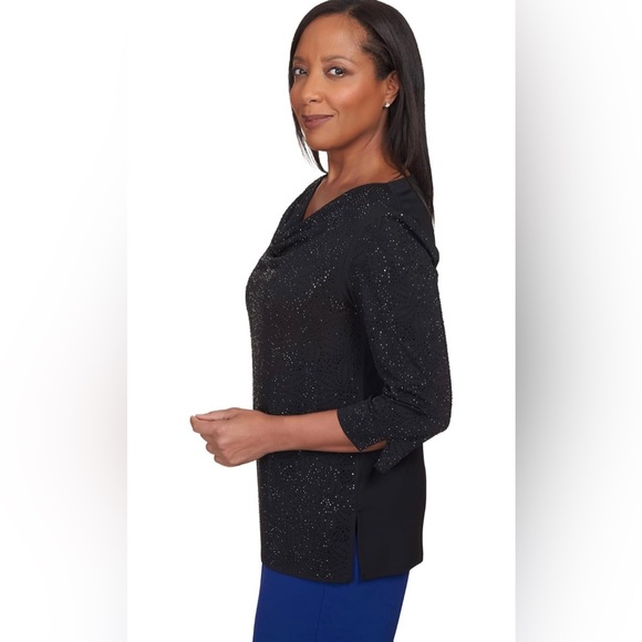 NWT Alfred Dunner Petite Shimmery Cowl Neck Top Size Medium P - Picture 3 of 7